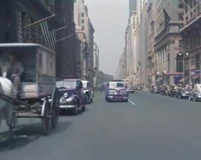 Driving through Manhattan, New York (1945)