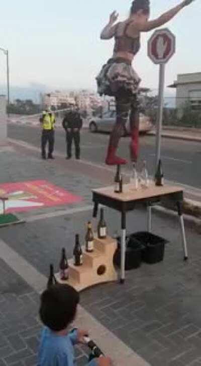 Balancing on bottles