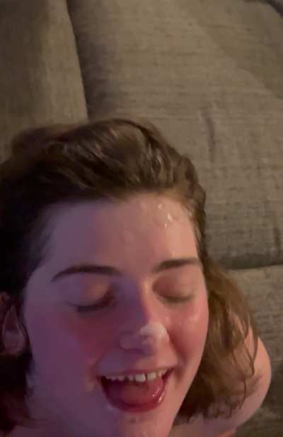 Spraying cum on this 18 year olds face 