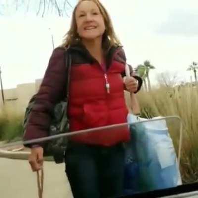 What a racist lady has to say after letting her cross the street first