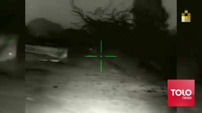Pakistani Taliban fighter with a thermal scope engages Pakistani army patrol after a car crash