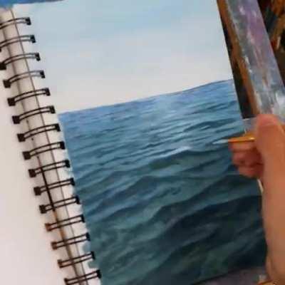 A paint sketch of ocean's surface.