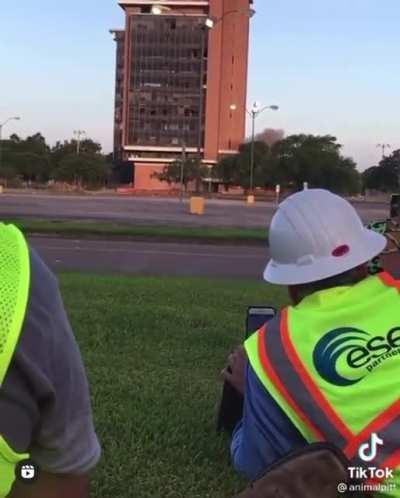 Controlled destruction of a highrise building