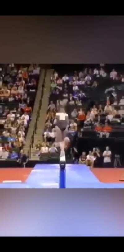 Insane save by gymnast.