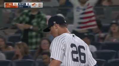 Brandon Hyde comes out to argue about Yankee pitcher Wandy Peralta, who hit  a batter after almost hitting a prior batter, is immediately ejected with  14-0 lead. : r/baseball