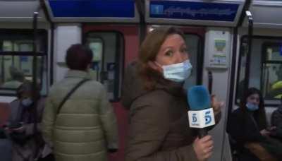 Reporter in subway. This was not aired. It was shared by the reporter.