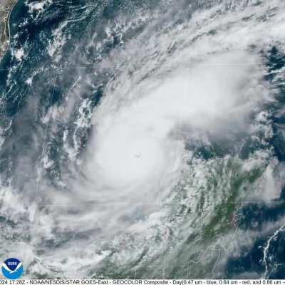 GOES-16 imagery of a storm currently below 900mb (897mb) 