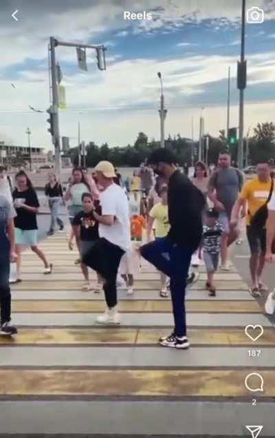 Shuffling in the crosswalk