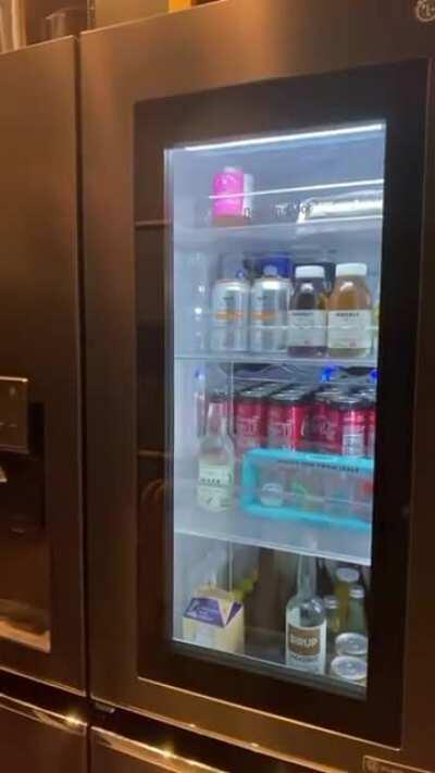 This refrigerator saves energy by letting you see the contents without opening. Plus, it’s just kinda cool.