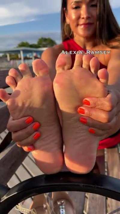 My Size 7 latina toes & soles for your mouth but only in public! I want to see if you would really do it