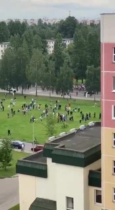 Gomel city, Belarus. Police are beating up the protester. People is coming to protect him from police brutality. One for all, All for one! 💪🏻👏