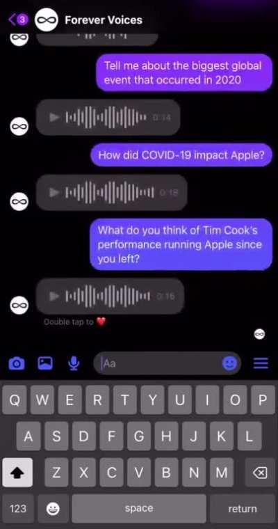 John Mayer trained an AI on Steve Jobs voice and connected it to chatGPT API then connected it all to Facebook Messenger to allow 2-way voice conversations with Steve Jobs about anything! The final product is insane.