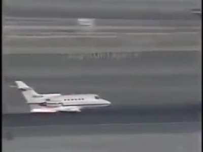 A plane landing without landing gear