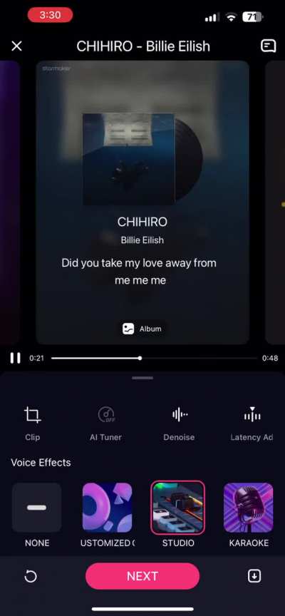 Playing around with singing Chihiro in this karaoke app 🫣