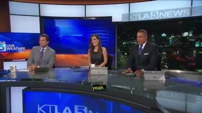 Anchormen having a laugh at some poop jokes