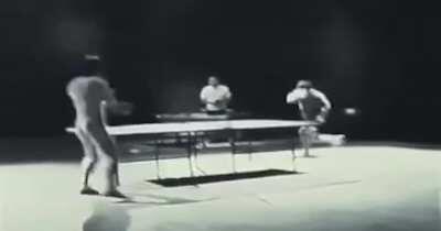 🔥 bruce lee playing table tennis with nunchucks as part o...