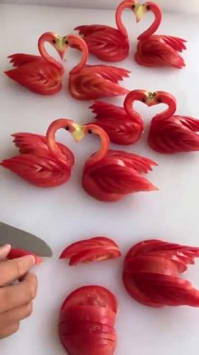 Making tomatoes into swans