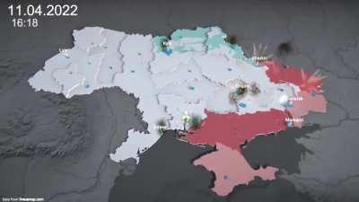 Russia vs Ukraine - Battle map of 3 months of war in less than 2 minutes.