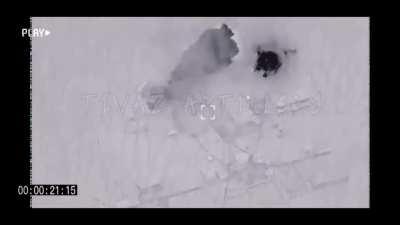 Ukrainian strikes on the personnel staging area and command post are recorded from a Ukrainian drone with a thermal imaging camera (edit by source)