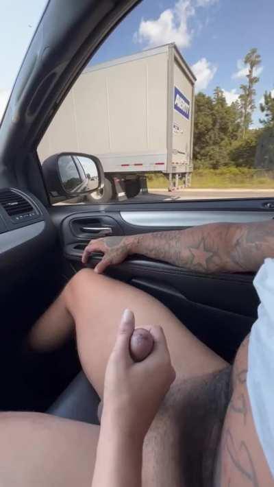 I love giving daddy a handjob in public it turns me on the most