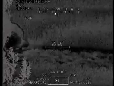 OIR Apache fires Hellfire missile at two unsuspecting ISIS fighters