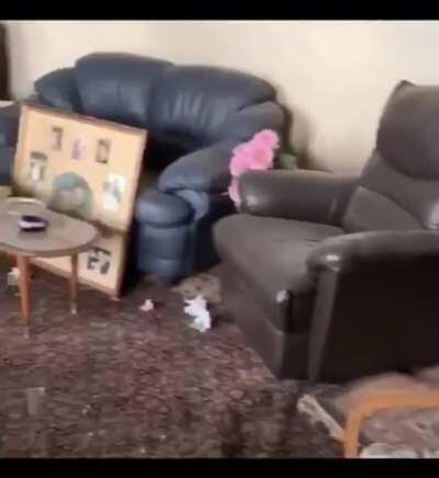 Grandma plays the piano in her destroyed home in Beirut after the explosion