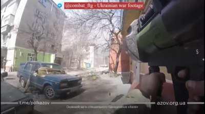 Azov soldier POV destroying Russian vehicle