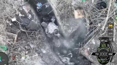 54th Mechanized Infantry Brigade drone operator takes out Russians packed tightly in trench