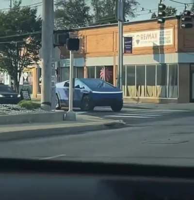 Guy films Cybertruck - man gets plowed by SUV - guy keeps filming Cybertruck