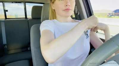 Revealing Her Boobs While Driving