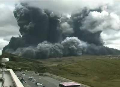 Mount Aso, the largest volcano from Japan. Erupted on October 20, 2021.