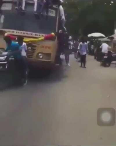 WGCW having 20 people on top of a bus