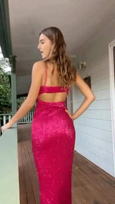 Emily Feld in a nice dress