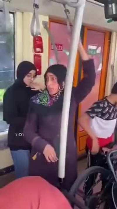 Syrian refugee woman with 3 kids starts insulting Turkish people and gets kicked out of a tram in Eskisehir. First half is what happened in the end, the second half is how it started.