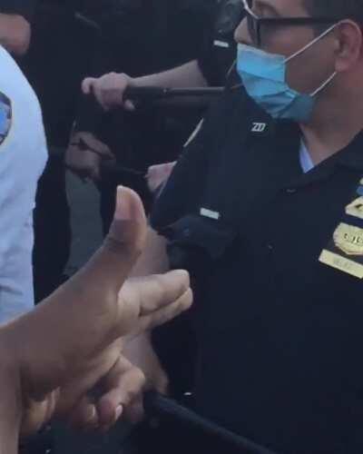 Personal footage, more documented aggression in Flatbush, Brooklyn. Cop pushing past other officers to shove and pepper spray protesters standing with hands up.