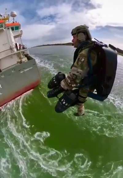 Netherlands Maritime Special Operations Force jet suit training for first responder and self-extraction scenarios