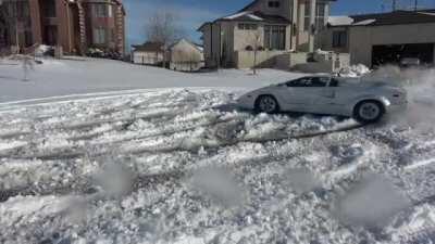 Just a Lambo having fun in the snow