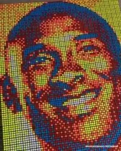 He just made a portrait of Kobe using only Rubik's cubes