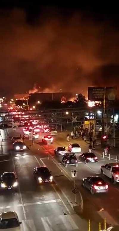 Arby's burning down in Minneapolis