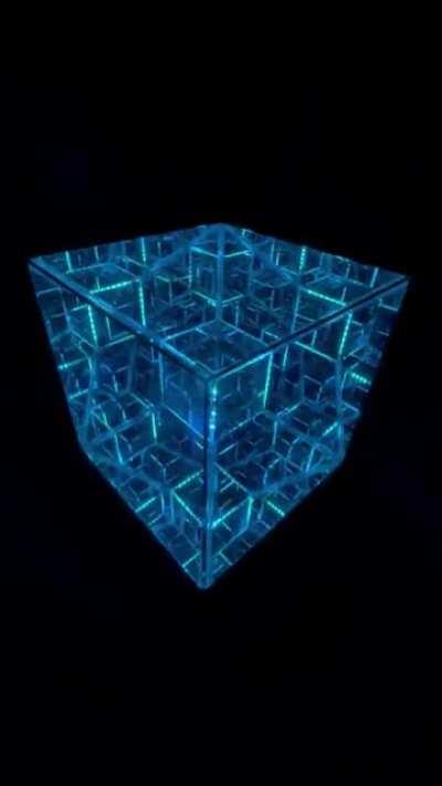 Tesseract Infinity Mirror Art Sculpture by nickyalice