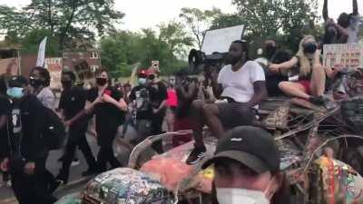 A Protest in Detroit blasting a Dirtybird track with a new chant. Original track is 