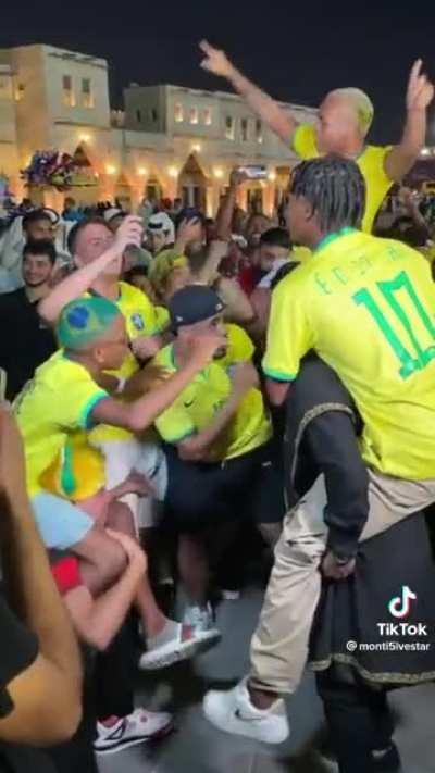 brazilian and lebanese fans have a dance off