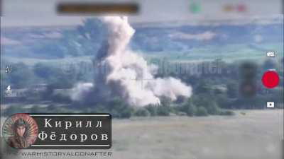 (Claimed) Russian LMUR air to surface missile strike on Ukrainian position in Prechistovo