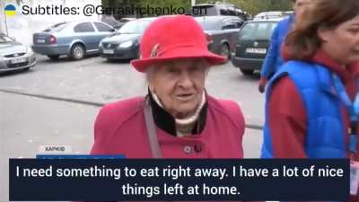 90 year old Mrs Olha Shevchenko survived World War II, famine, and is now braving evacuation in Kharkiv: &quot;If I were healthier, I would go and shoot them with a machine gun, those idiots!&quot;