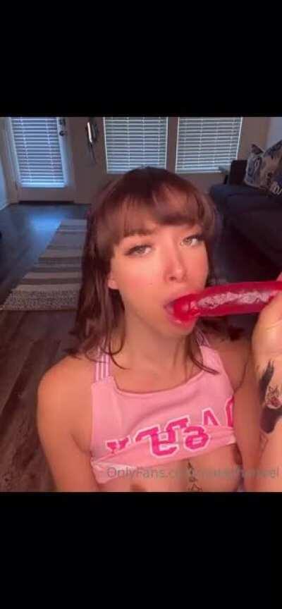 Dildo sucking video