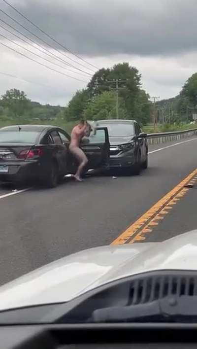 Winsted man gets into head-on collision and exits his car completely nude