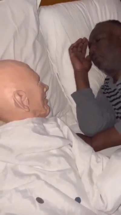 Pranking dad while he is sleeping 