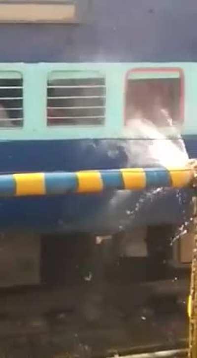 Water leakage causes a freakout among Indian railway passengers