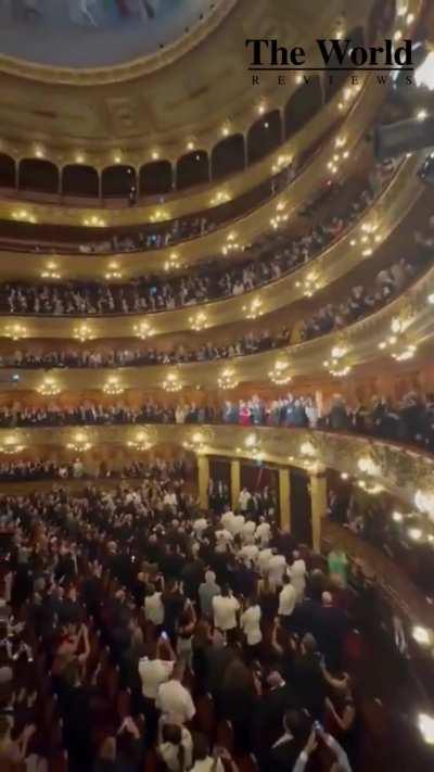 The newly elected president of Argentina, Javier Milei, received applause while people chanted &quot;Freedom, Freedom, Freedom!&quot;.