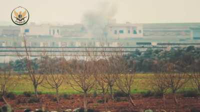 NLF attempted ATGM strike on a group of Syrian Army soldiers on a rooftop - Jarjanaz, Idlib - 12/31/2019